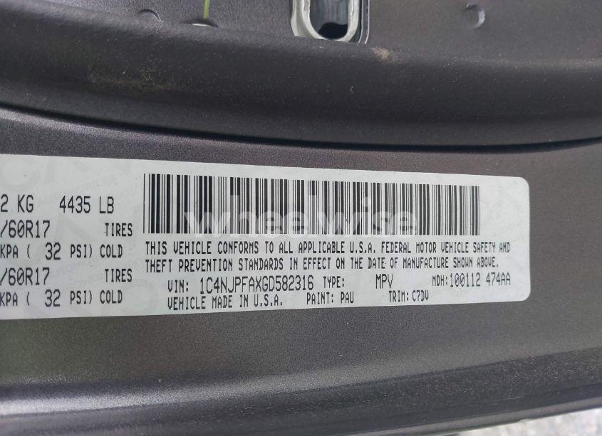 Photo 9 of 2016 Jeep Patriot LATITUDE (VIN 1C4NJPFAXGD582316)