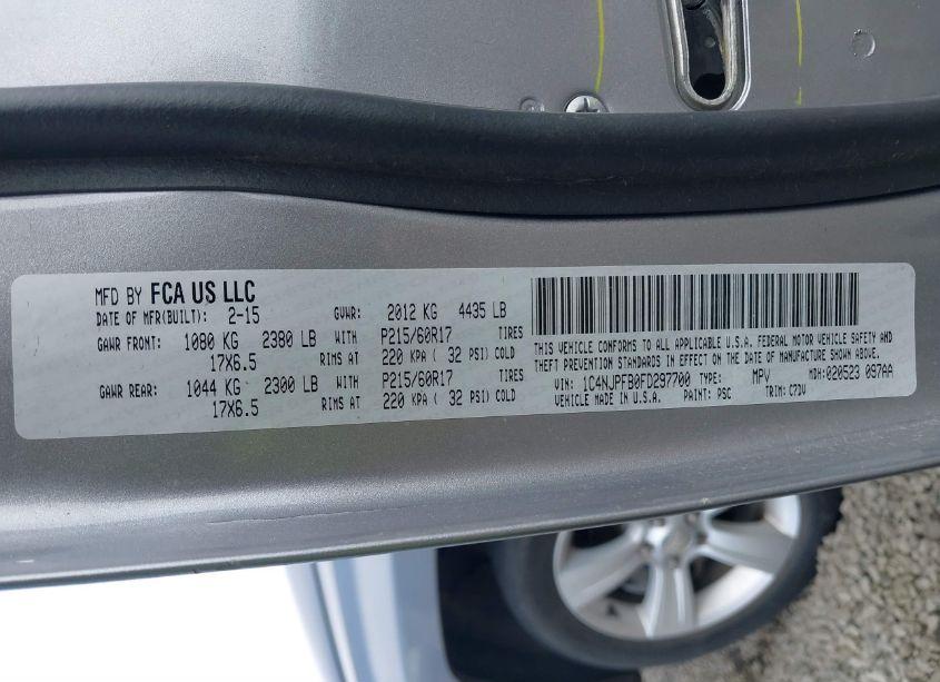 Photo 9 of 2015 Jeep Patriot LATITUDE (VIN 1C4NJPFB0FD297700)