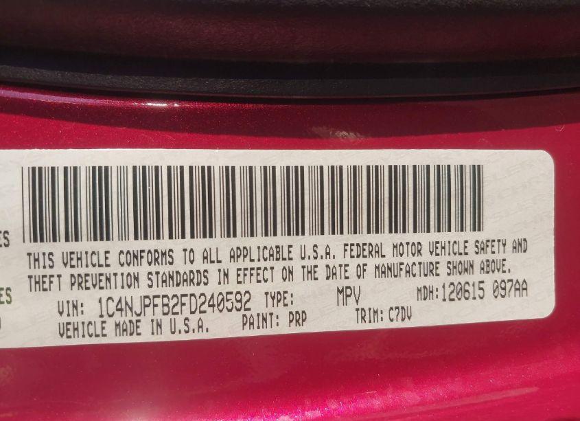 Photo 9 of 2015 Jeep Patriot LATITUDE (VIN 1C4NJPFB2FD240592)