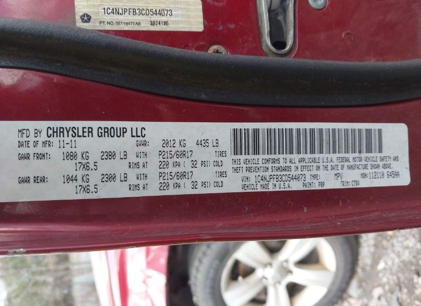 Photo 9 of 2012 Jeep Patriot LATITUDE (VIN 1C4NJPFB3CD544073)