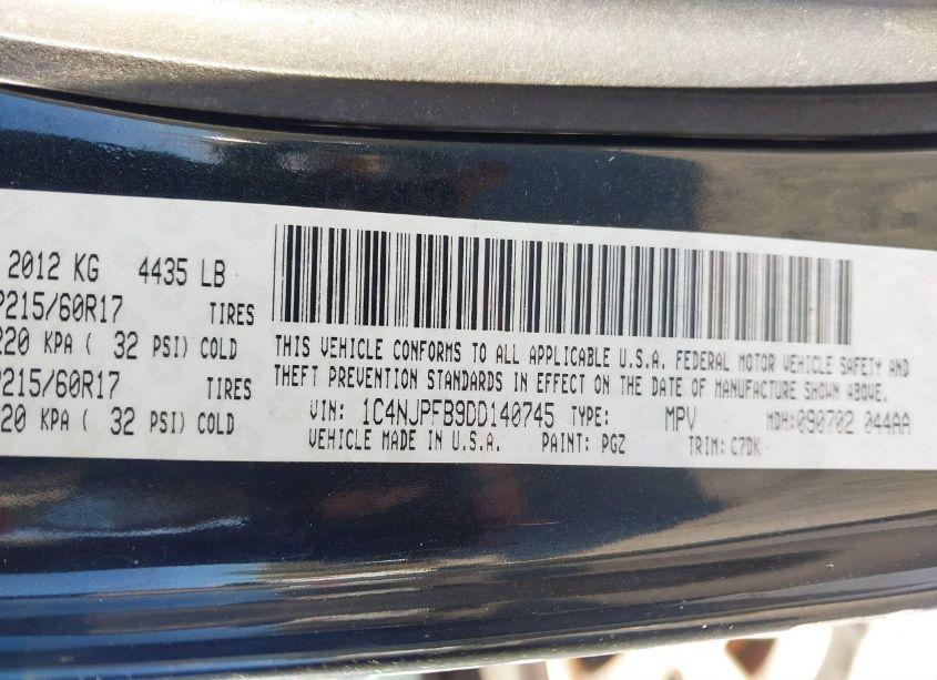 Photo 9 of 2013 Jeep Patriot LATITUDE (VIN 1C4NJPFB9DD140745)