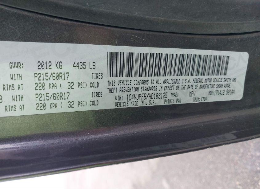 Photo 9 of 2017 Jeep Patriot LATITUDE FWD (VIN 1C4NJPFBXHD183125)