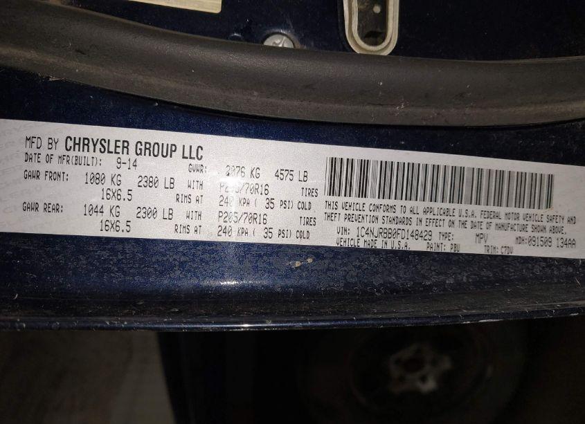 Photo 9 of 2015 Jeep Patriot SPORT (VIN 1C4NJRBB0FD148429)