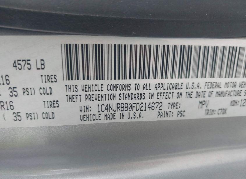 Photo 9 of 2015 Jeep Patriot SPORT (VIN 1C4NJRBB0FD214672)