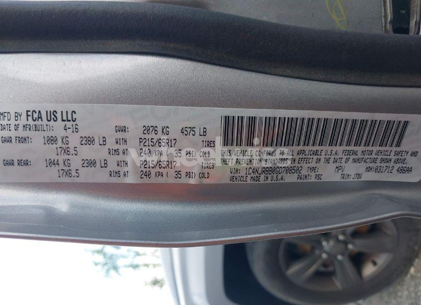 Photo 9 of 2016 Jeep Patriot 75TH ANNIVERSARY (VIN 1C4NJRBB0GD708502)