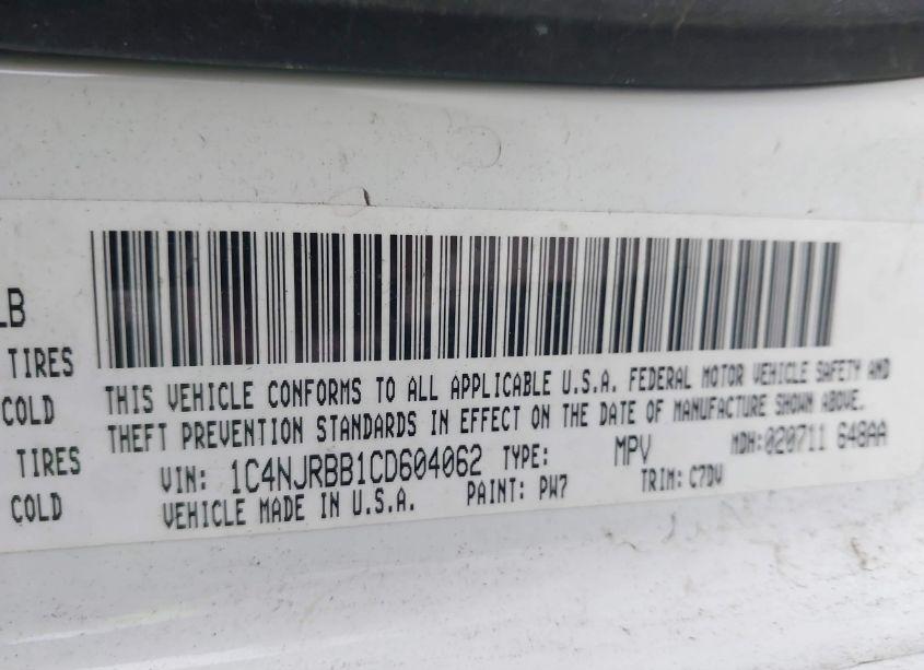 Photo 9 of 2012 Jeep Patriot SPORT (VIN 1C4NJRBB1CD604062)