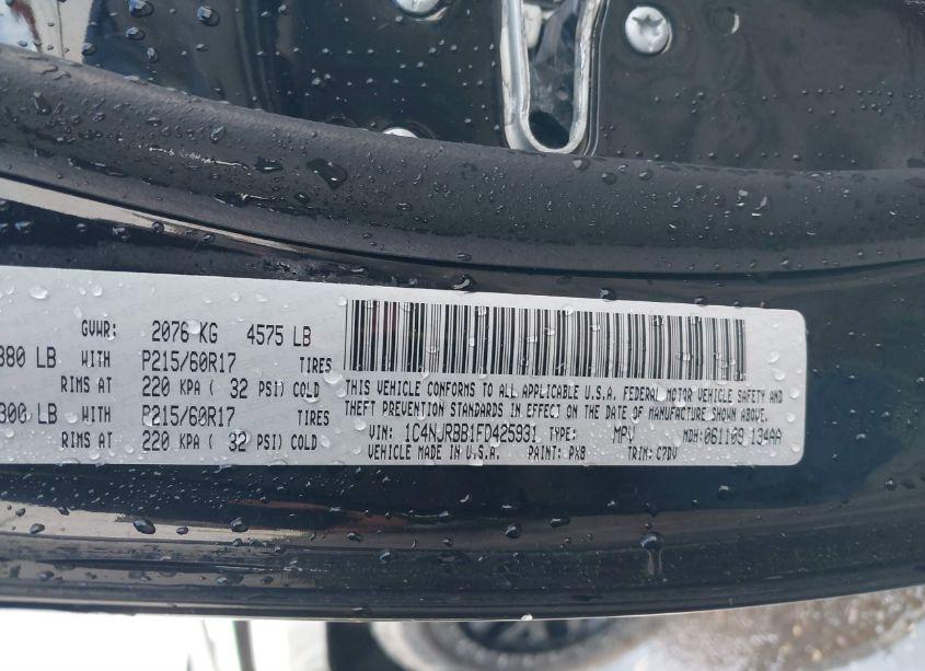 Photo 9 of 2015 Jeep Patriot ALTITUDE EDITION (VIN 1C4NJRBB1FD425931)