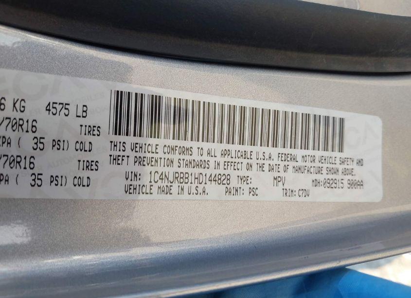 Photo 9 of 2017 Jeep Patriot SPORT 4X4 (VIN 1C4NJRBB1HD144828)