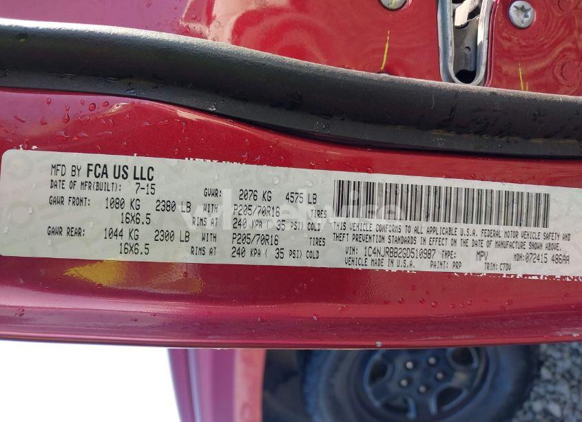 Photo 9 of 2016 Jeep Patriot SPORT (VIN 1C4NJRBB2GD510987)