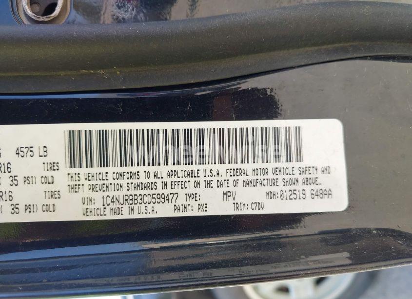 Photo 9 of 2012 Jeep Patriot SPORT (VIN 1C4NJRBB3CD599477)