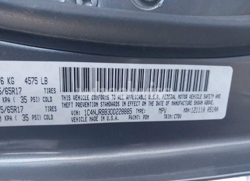 Photo 9 of 2013 Jeep Patriot SPORT (VIN 1C4NJRBB3DD228885)