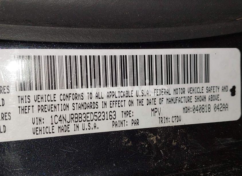 Photo 9 of 2014 Jeep Patriot SPORT (VIN 1C4NJRBB3ED523163)