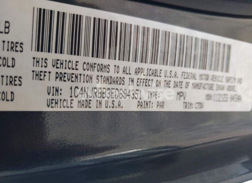 Photo 9 of 2014 Jeep Patriot SPORT (VIN 1C4NJRBB3ED694351)