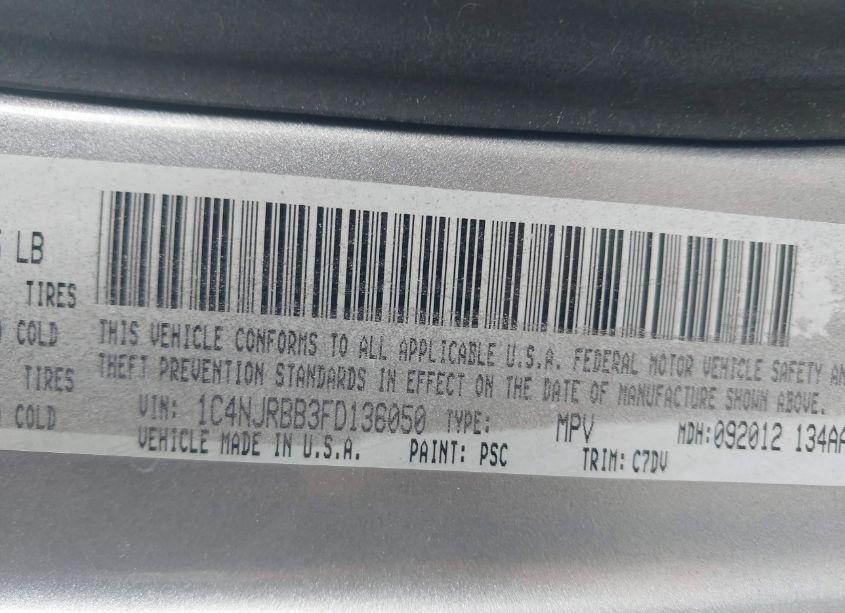 Photo 9 of 2015 Jeep Patriot SPORT (VIN 1C4NJRBB3FD136050)