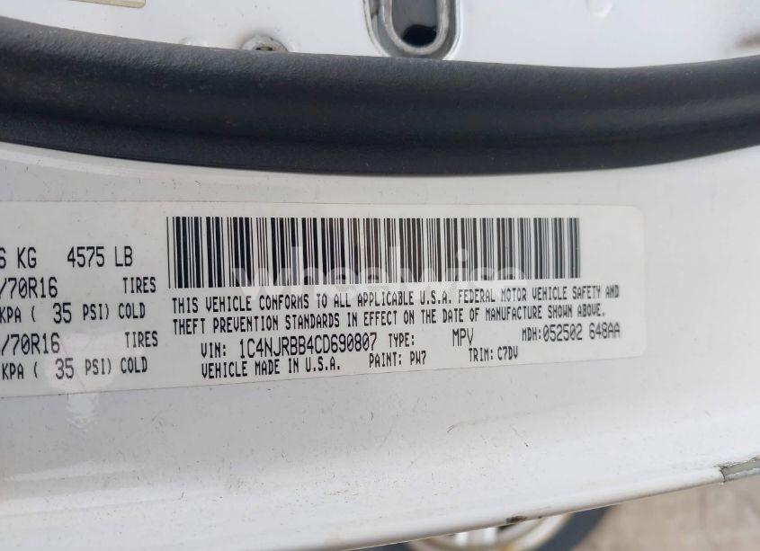 Photo 9 of 2012 Jeep Patriot SPORT (VIN 1C4NJRBB4CD690807)