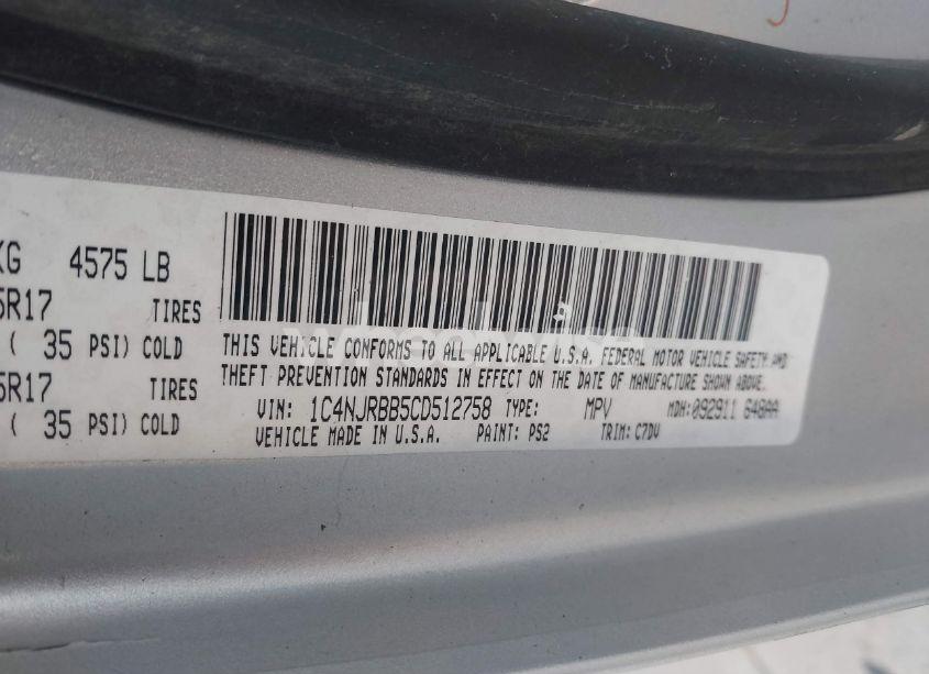 Photo 9 of 2012 Jeep Patriot SPORT (VIN 1C4NJRBB5CD512758)