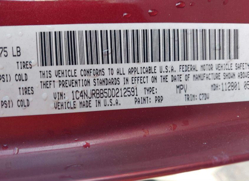 Photo 9 of 2013 Jeep Patriot SPORT (VIN 1C4NJRBB5DD212591)