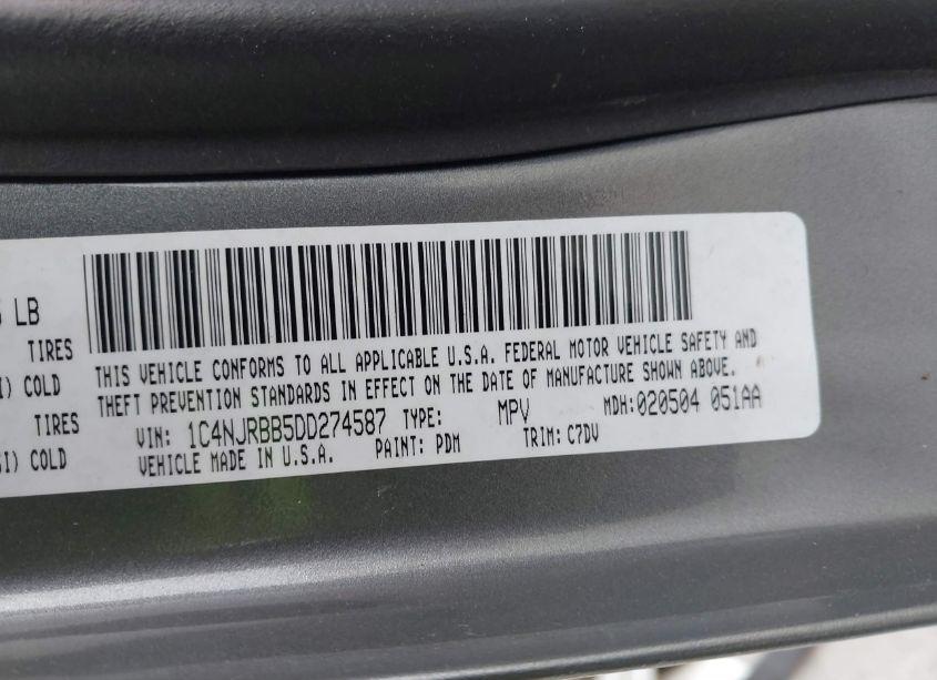 Photo 9 of 2013 Jeep Patriot SPORT (VIN 1C4NJRBB5DD274587)