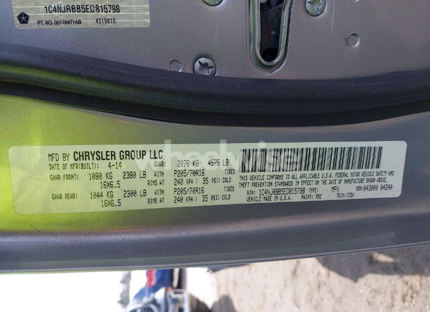 Photo 9 of 2014 Jeep Patriot SPORT (VIN 1C4NJRBB5ED815798)