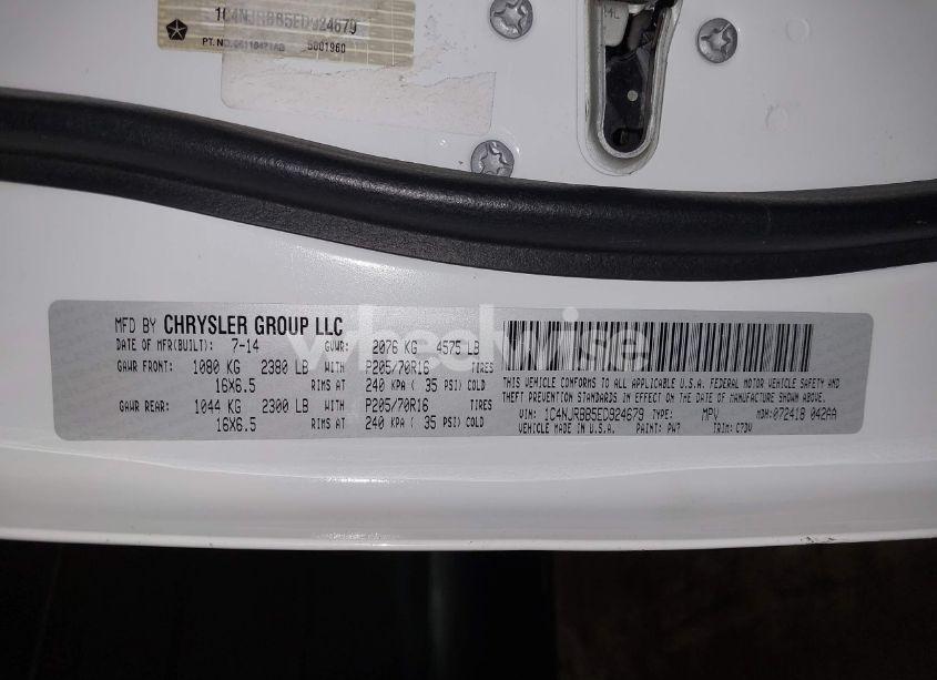 Photo 9 of 2014 Jeep Patriot SPORT (VIN 1C4NJRBB5ED924679)