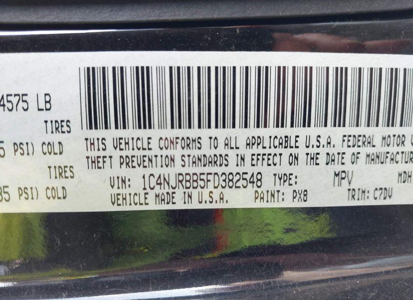 Photo 9 of 2015 Jeep Patriot SPORT (VIN 1C4NJRBB5FD382548)