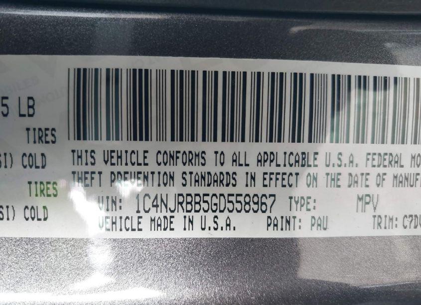 Photo 9 of 2016 Jeep Patriot SPORT (VIN 1C4NJRBB5GD558967)