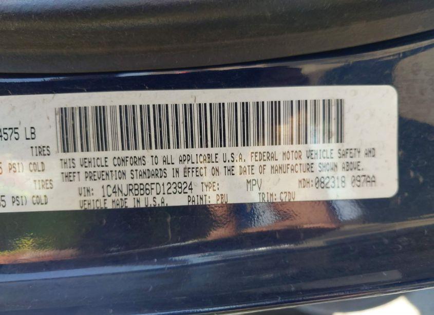 Photo 9 of 2015 Jeep Patriot SPORT (VIN 1C4NJRBB6FD123924)