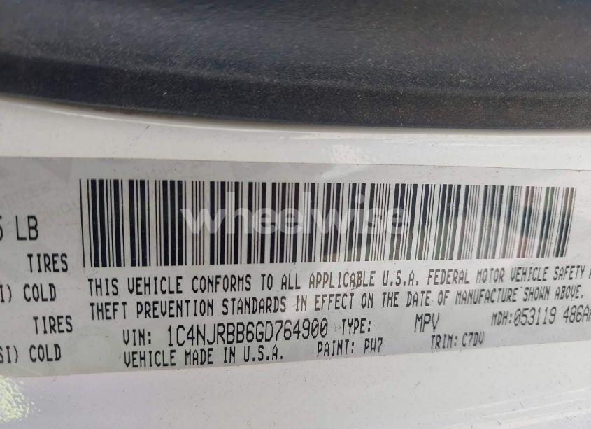 Photo 9 of 2016 Jeep Patriot SPORT (VIN 1C4NJRBB6GD764900)