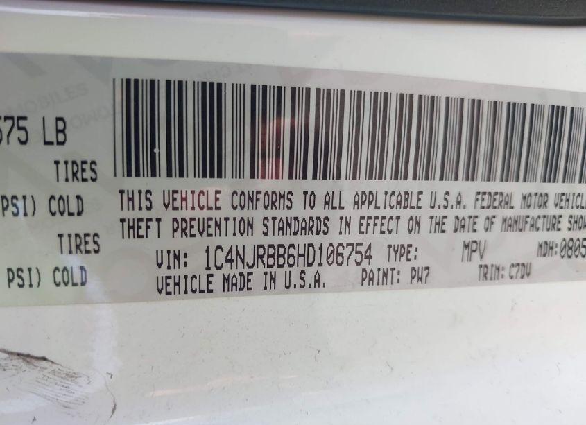 Photo 9 of 2017 Jeep Patriot SPORT 4X4 (VIN 1C4NJRBB6HD106754)