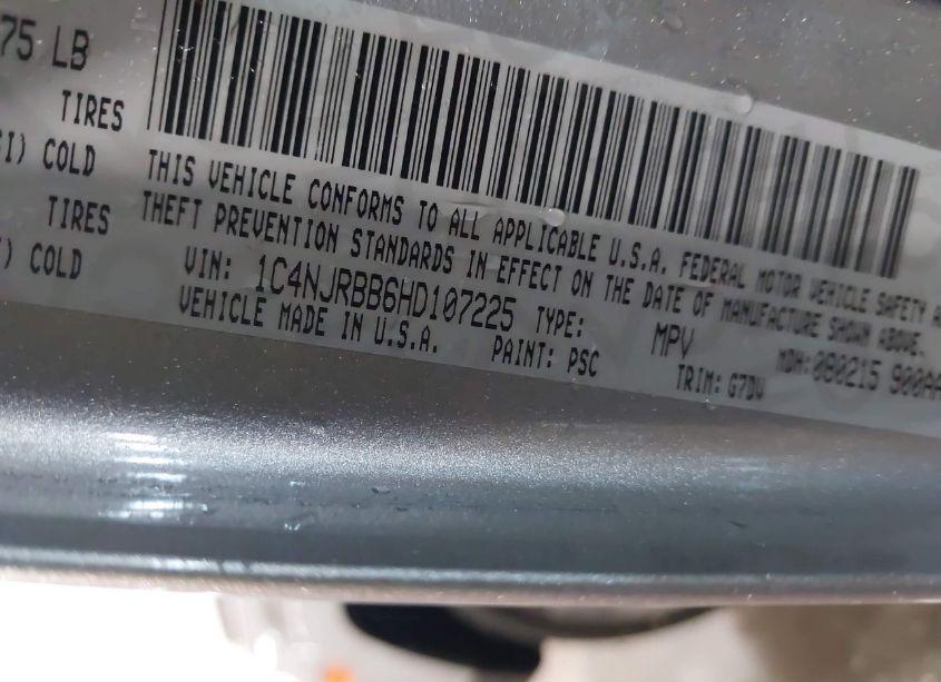 Photo 9 of 2017 Jeep Patriot SPORT SE 4X4 (VIN 1C4NJRBB6HD107225)