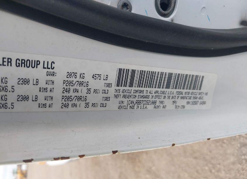 Photo 9 of 2012 Jeep Patriot SPORT (VIN 1C4NJRBB7CD521008)