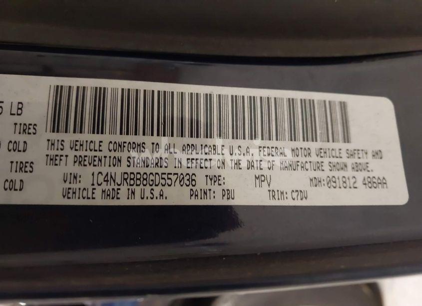 Photo 9 of 2016 Jeep Patriot SPORT (VIN 1C4NJRBB8GD557036)