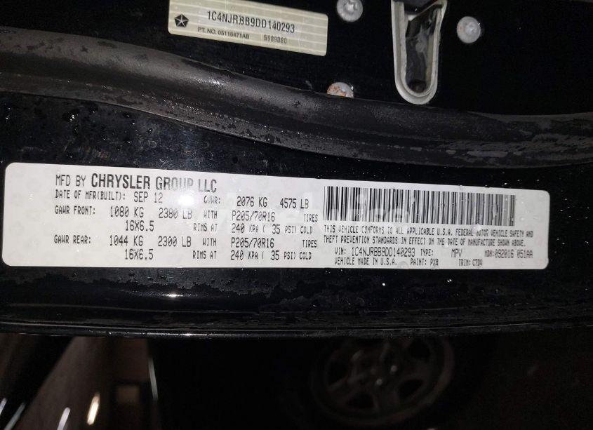 Photo 9 of 2013 Jeep Patriot SPORT (VIN 1C4NJRBB9DD140293)