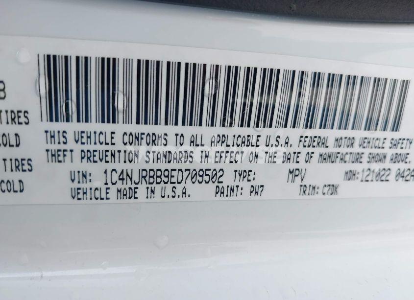 Photo 9 of 2014 Jeep Patriot SPORT (VIN 1C4NJRBB9ED709502)