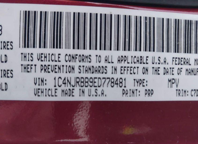 Photo 9 of 2014 Jeep Patriot SPORT (VIN 1C4NJRBB9ED778481)