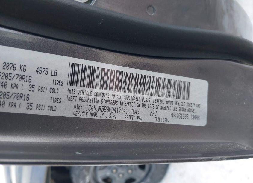 Photo 9 of 2015 Jeep Patriot SPORT (VIN 1C4NJRBB9FD417141)