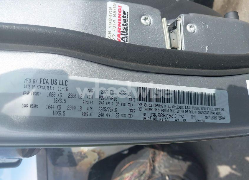 Photo 9 of 2017 Jeep Patriot SPORT 4X4 (VIN 1C4NJRBB9HD194618)