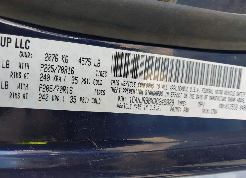 Photo 9 of 2013 Jeep Patriot SPORT (VIN 1C4NJRBBXDD249829)