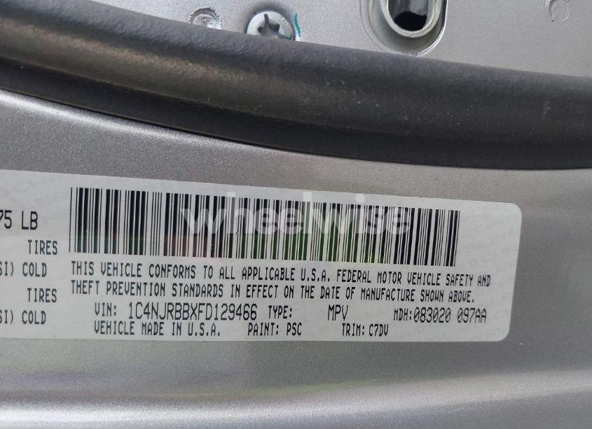 Photo 9 of 2015 Jeep Patriot SPORT (VIN 1C4NJRBBXFD129466)