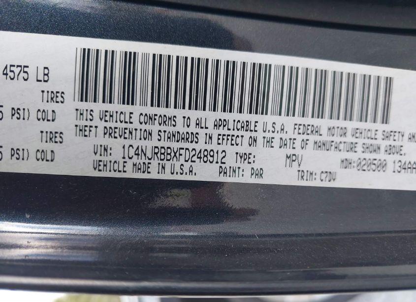 Photo 9 of 2015 Jeep Patriot SPORT (VIN 1C4NJRBBXFD248912)