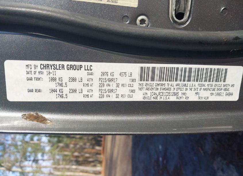 Photo 9 of 2012 Jeep Patriot LIMITED (VIN 1C4NJRCB1CD512805)