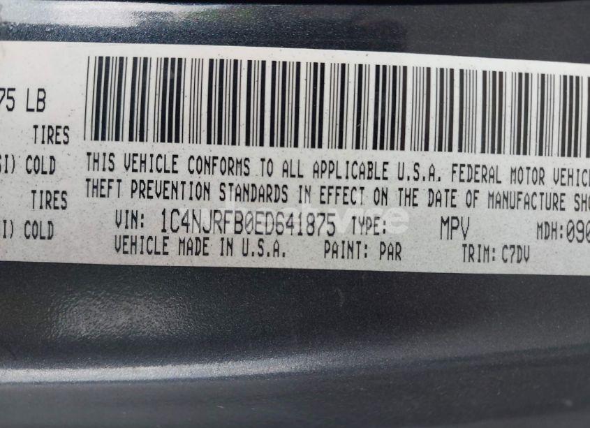 Photo 9 of 2014 Jeep Patriot LATITUDE (VIN 1C4NJRFB0ED641875)