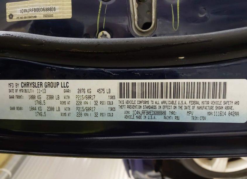 Photo 9 of 2014 Jeep Patriot LATITUDE (VIN 1C4NJRFB0ED688808)