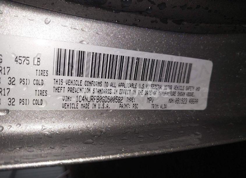 Photo 9 of 2016 Jeep Patriot HIGH ALTITUDE EDITION (VIN 1C4NJRFB0GD500582)