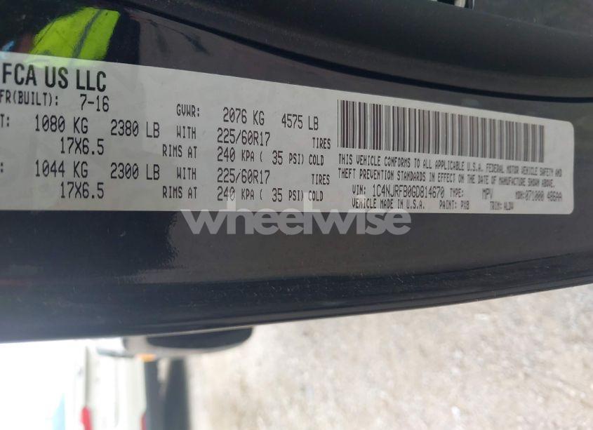 Photo 9 of 2016 Jeep Patriot HIGH ALTITUDE EDITION (VIN 1C4NJRFB0GD814670)