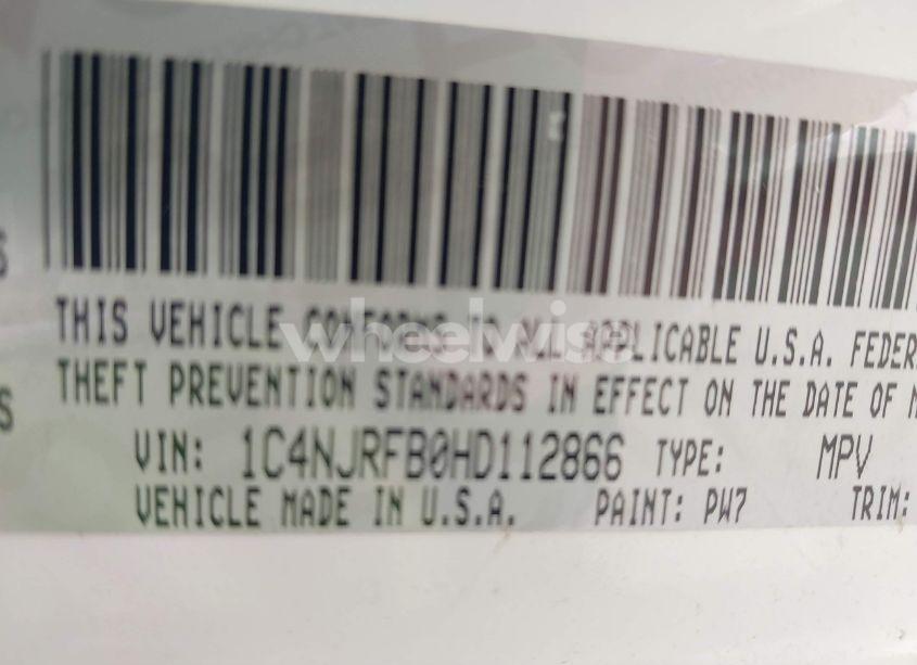 Photo 9 of 2017 Jeep Patriot HIGH ALTITUDE 4X4 (VIN 1C4NJRFB0HD112866)