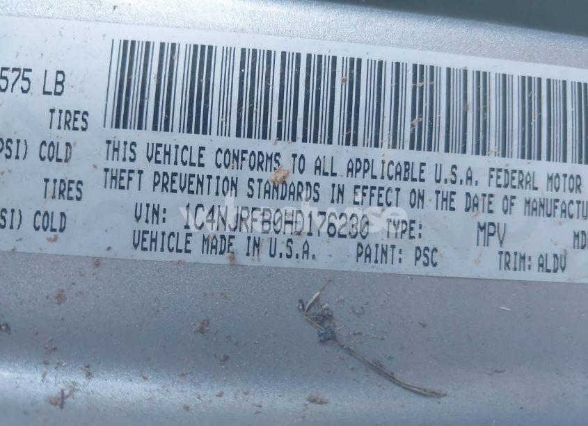 Photo 9 of 2017 Jeep Patriot HIGH ALTITUDE 4X4 (VIN 1C4NJRFB0HD176230)