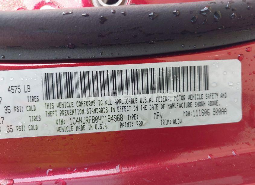 Photo 9 of 2017 Jeep Patriot HIGH ALTITUDE 4X4 (VIN 1C4NJRFB0HD194968)