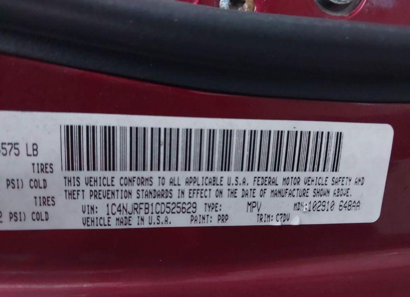 Photo 9 of 2012 Jeep Patriot LATITUDE (VIN 1C4NJRFB1CD525629)