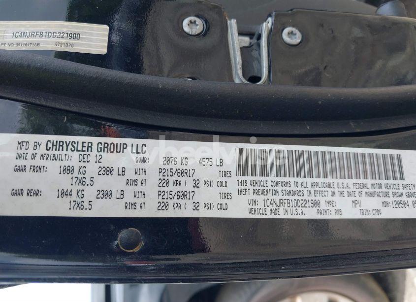 Photo 9 of 2013 Jeep Patriot LATITUDE (VIN 1C4NJRFB1DD221900)